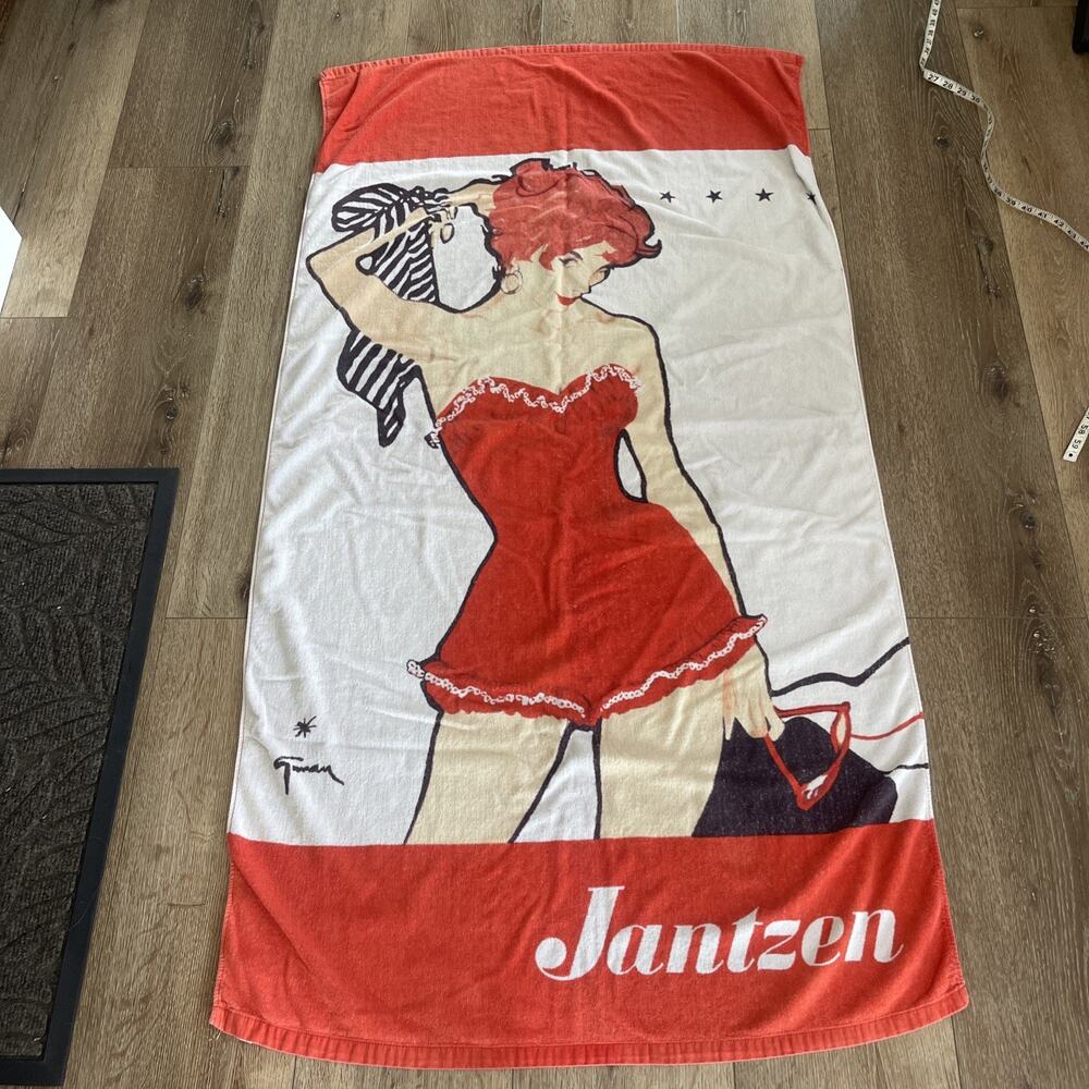 Vintage Jantzen Pin Up Towel 60s Girl Of His Dreams Retro Swimsuit Ad Bombshell